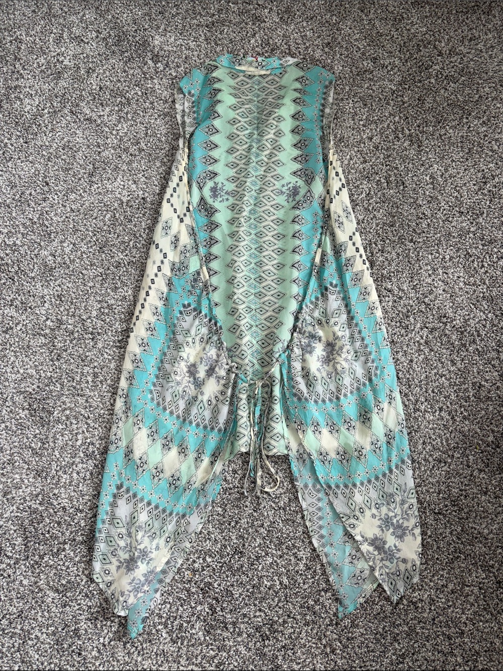 Johnny Was Arroyo Ice Floral Paisley Long Tunic Tie Top - Picture 5 of 5